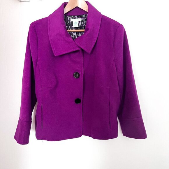 Laura Ashley Fuchsia Pea coat with pockets Size Extra Large XL - Picture 1 of 7